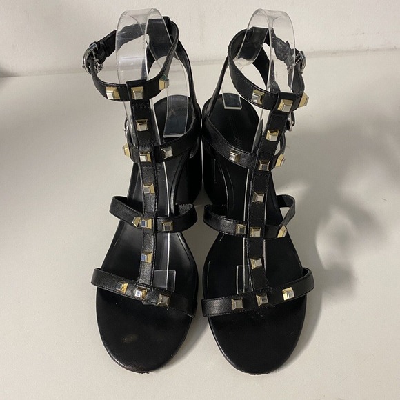 Rebecca Minkoff Lenore Sandal Block Heel Open Toe Black Studded Ankle St… - Picture 3 of 9